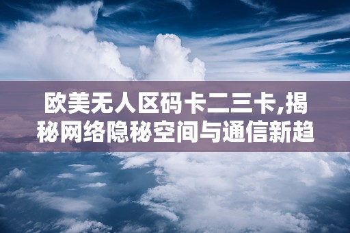 欧美无人区码卡二三卡,揭秘网络隐秘空间与通信新趋势