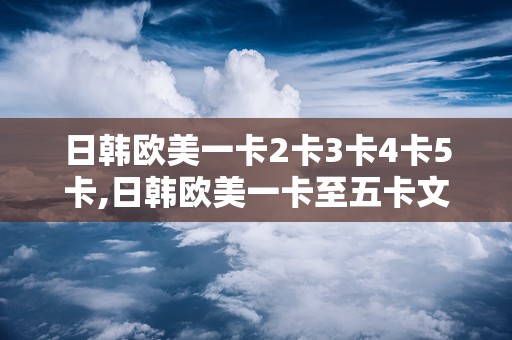 日韩欧美一卡2卡3卡4卡5卡,日韩欧美一卡至五卡文化现象解析
