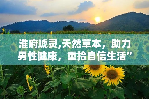 淮府琥灵,天然草本，助力男性健康，重拾自信生活”