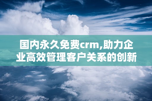 国内永久免费crm,助力企业高效管理客户关系的创新选择