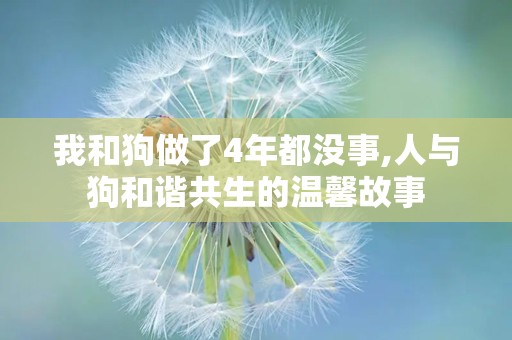 我和狗做了4年都没事,人与狗和谐共生的温馨故事