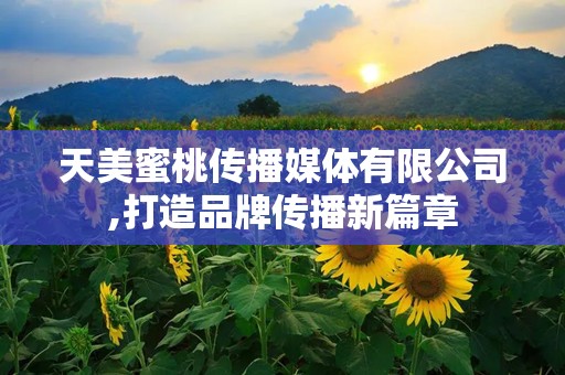 天美蜜桃传播媒体有限公司,打造品牌传播新篇章