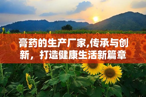 膏药的生产厂家,传承与创新，打造健康生活新篇章