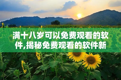 满十八岁可以免费观看的软件,揭秘免费观看的软件新体验