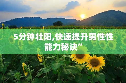 5分钟壮阳,快速提升男性性能力秘诀”
