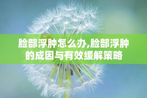 脸部浮肿怎么办,脸部浮肿的成因与有效缓解策略