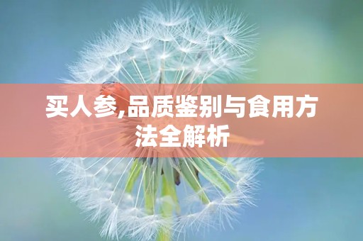 买人参,品质鉴别与食用方法全解析