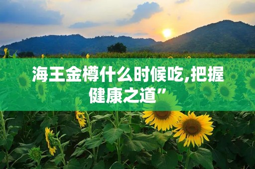 海王金樽什么时候吃,把握健康之道”
