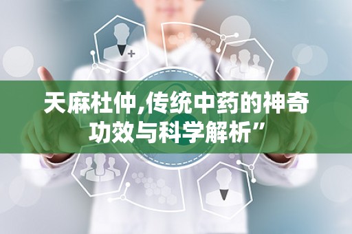 天麻杜仲,传统中药的神奇功效与科学解析”