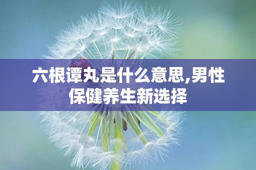六根谭丸是什么意思,男性保健养生新选择