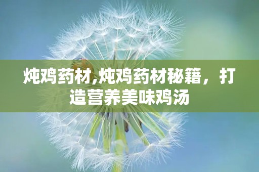 炖鸡药材,炖鸡药材秘籍，打造营养美味鸡汤