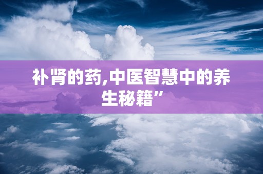 补肾的药,中医智慧中的养生秘籍”