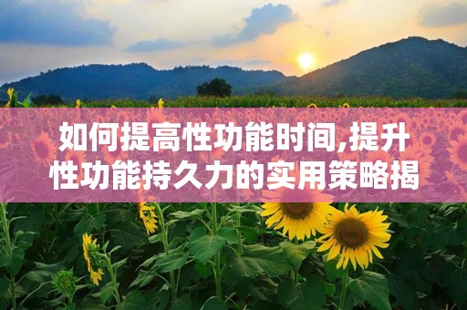 如何提高性功能时间,提升性功能持久力的实用策略揭秘