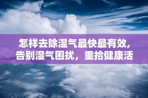 怎样去除湿气最快最有效,告别湿气困扰，重拾健康活力”