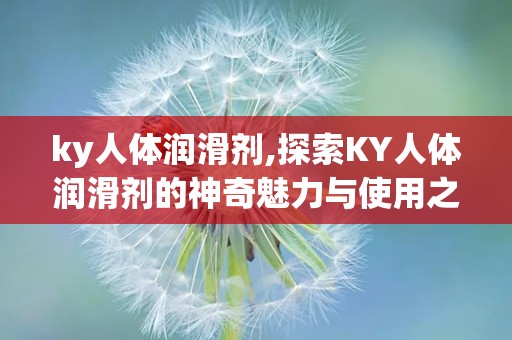 ky人体润滑剂,探索KY人体润滑剂的神奇魅力与使用之道