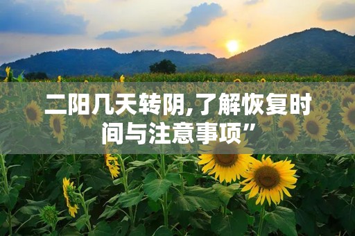 二阳几天转阴,了解恢复时间与注意事项”