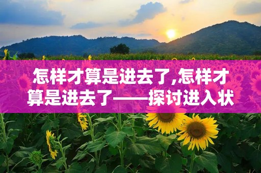 怎样才算是进去了,怎样才算是进去了——探讨进入状态的标准与表现