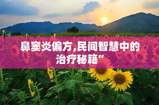 鼻窦炎偏方,民间智慧中的治疗秘籍”
