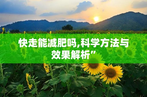 快走能减肥吗,科学方法与效果解析”
