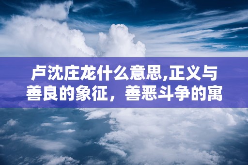 卢沈庄龙什么意思,正义与善良的象征，善恶斗争的寓言启示