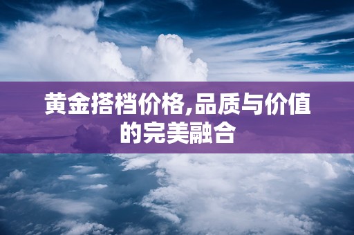 黄金搭档价格,品质与价值的完美融合