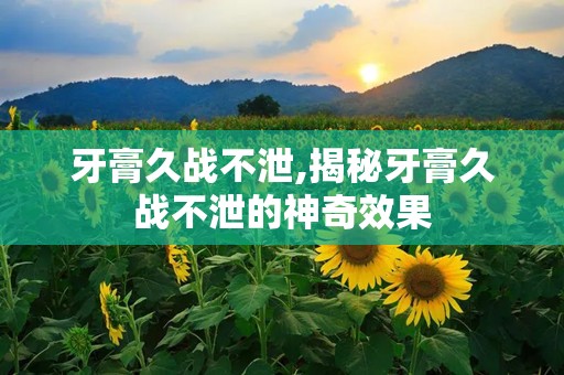 牙膏久战不泄,揭秘牙膏久战不泄的神奇效果
