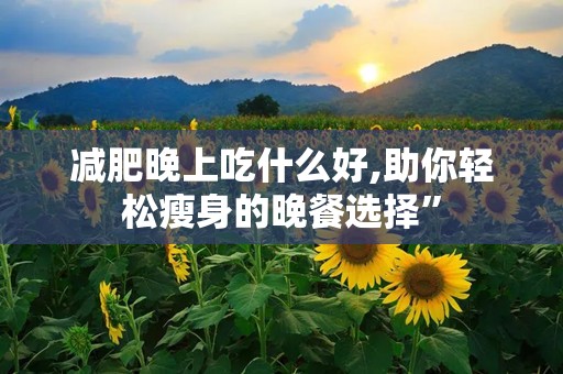 减肥晚上吃什么好,助你轻松瘦身的晚餐选择”