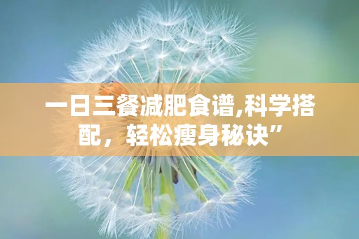 一日三餐减肥食谱,科学搭配，轻松瘦身秘诀”