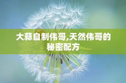 大蒜自制伟哥,天然伟哥的秘密配方