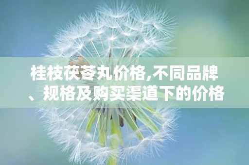 桂枝茯苓丸价格,不同品牌、规格及购买渠道下的价格差异