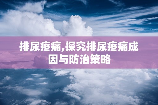 排尿疼痛,探究排尿疼痛成因与防治策略
