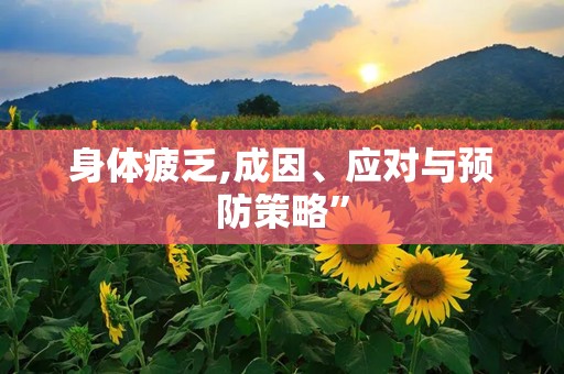 身体疲乏,成因、应对与预防策略”