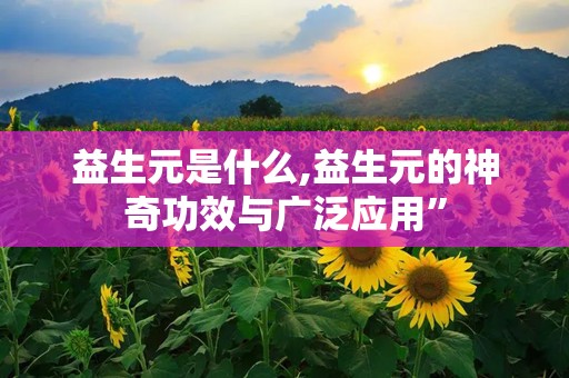 益生元是什么,益生元的神奇功效与广泛应用”