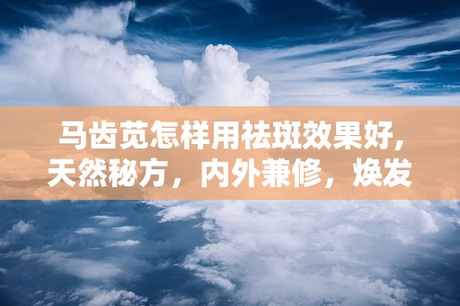 马齿苋怎样用祛斑效果好,天然秘方，内外兼修，焕发肌肤光彩