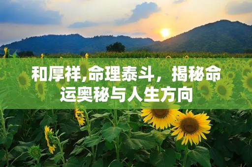 和厚祥,命理泰斗，揭秘命运奥秘与人生方向