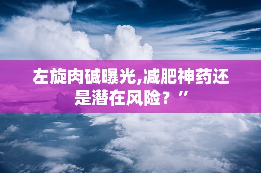 左旋肉碱曝光,减肥神药还是潜在风险？”