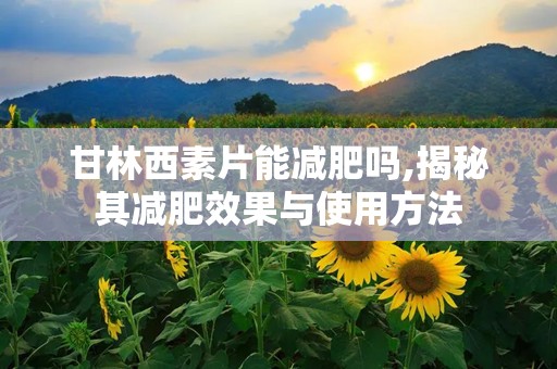 甘林西素片能减肥吗,揭秘其减肥效果与使用方法
