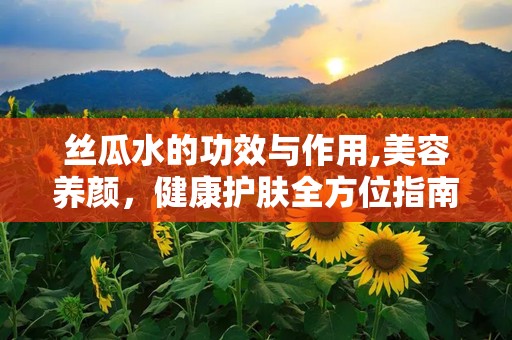 丝瓜水的功效与作用,美容养颜，健康护肤全方位指南”