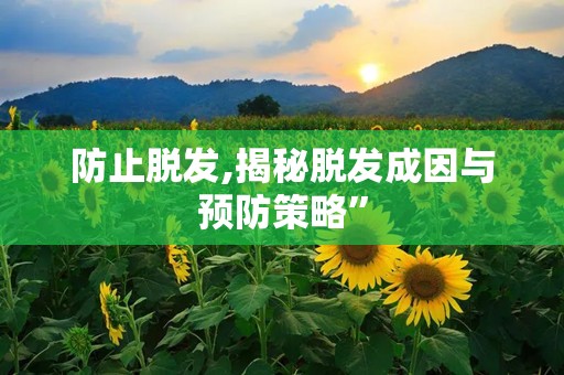 防止脱发,揭秘脱发成因与预防策略”