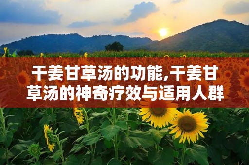 干姜甘草汤的功能,干姜甘草汤的神奇疗效与适用人群”