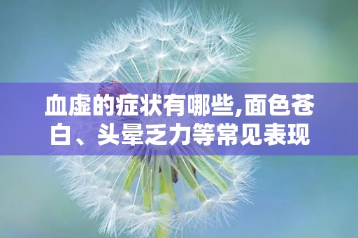 血虚的症状有哪些,面色苍白、头晕乏力等常见表现