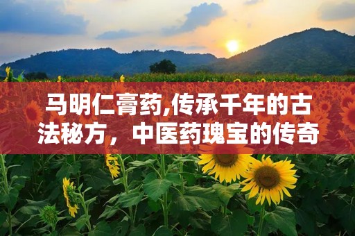 马明仁膏药,传承千年的古法秘方，中医药瑰宝的传奇之旅