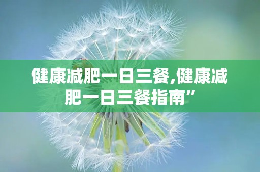 健康减肥一日三餐,健康减肥一日三餐指南”