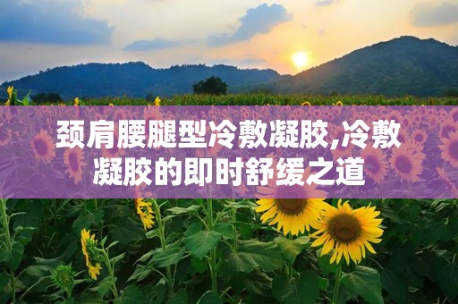 颈肩腰腿型冷敷凝胶,冷敷凝胶的即时舒缓之道