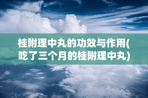 桂附理中丸的功效与作用(吃了三个月的桂附理中丸)