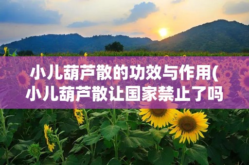 小儿葫芦散的功效与作用(小儿葫芦散让国家禁止了吗)