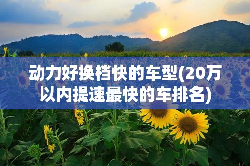 动力好换档快的车型(20万以内提速最快的车排名)