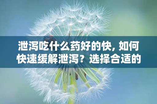 泄泻吃什么药好的快, 如何快速缓解泄泻？选择合适的药物治疗