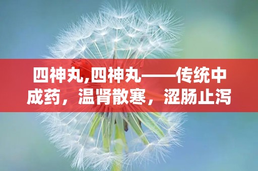 四神丸,四神丸——传统中成药，温肾散寒，涩肠止泻的神奇功效