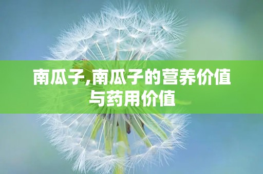 南瓜子,南瓜子的营养价值与药用价值